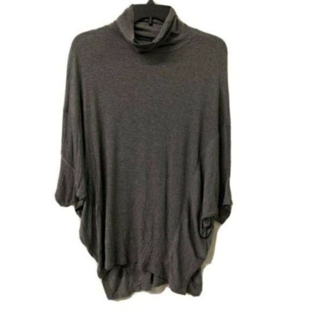 H by Bordeaux Gray Ribbed Turtleneck Dolman Sleeve Top Medium